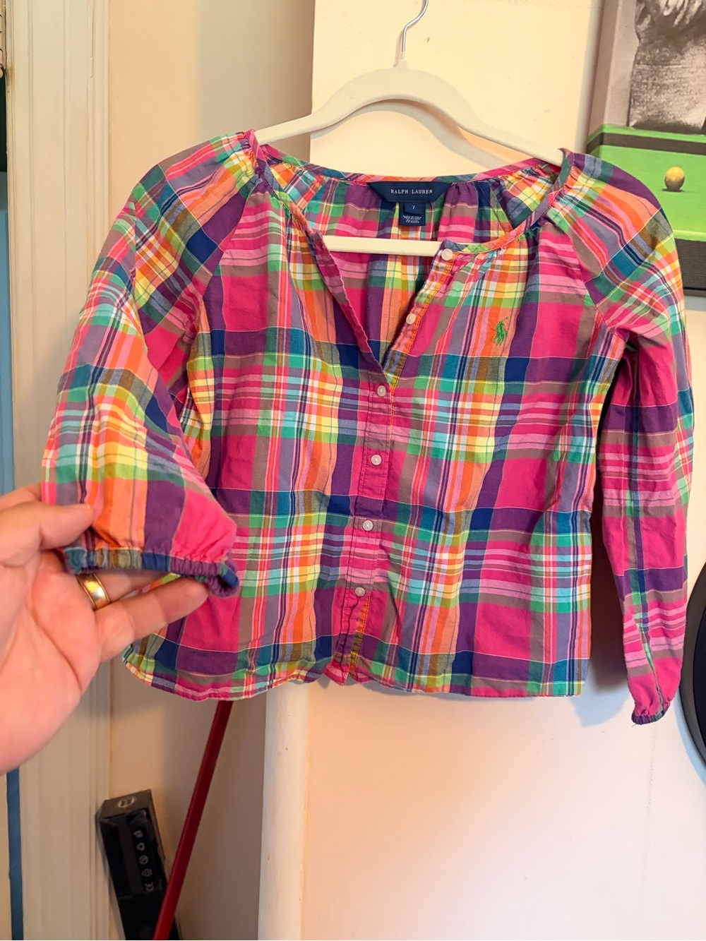 Ralph Lauren Blue Label Multicolor Plaid Button-Front Blouse